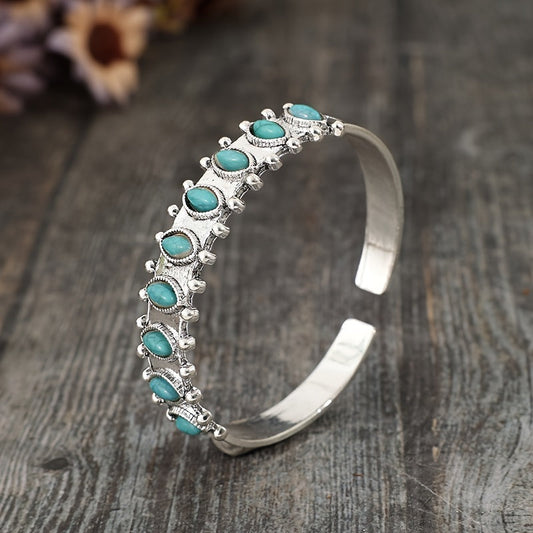 Pulsera Cuff Turquesa Azmira | Oro Blanco