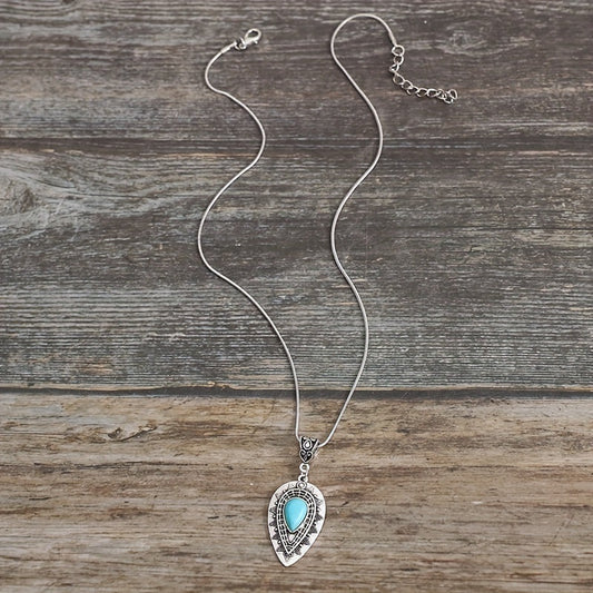 Collar Lágrima Turquesa Arlisse | Oro Blanco
