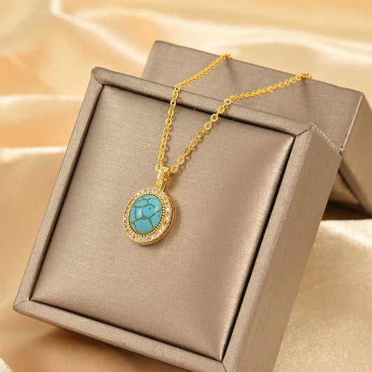 Collar Flor Azul Calysse | Oro