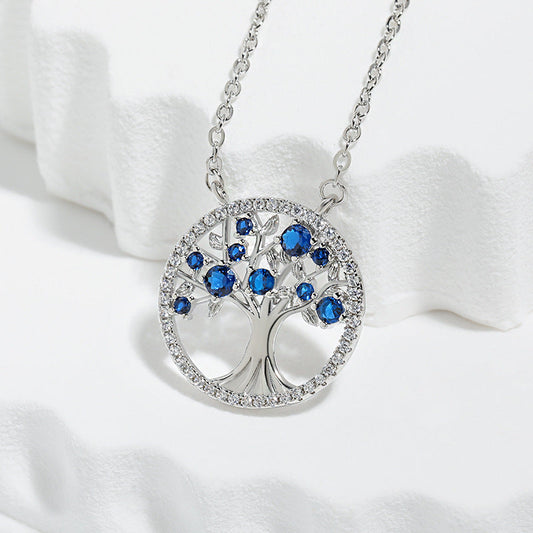 Collar Árbol de la Vida Zafiro | Oro Blanco