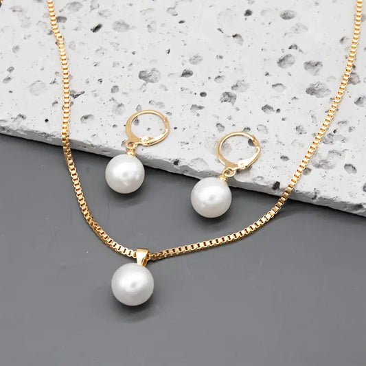 Set de Joyas de Perlas Golden Grace | Oro