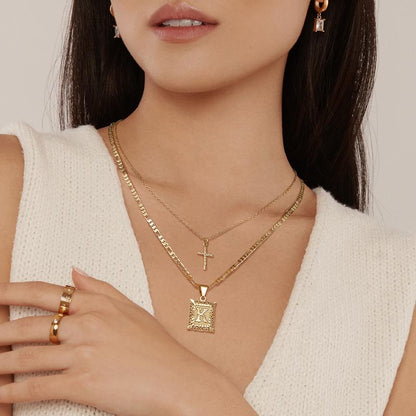 Set Collar Cruz con Inicial | Oro
