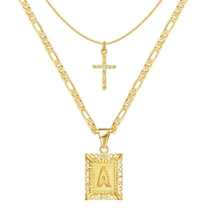 Set Collar Cruz con Inicial | Oro