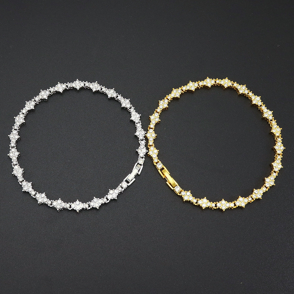 Classic Cluster Tennis Bracelet | White Gold
