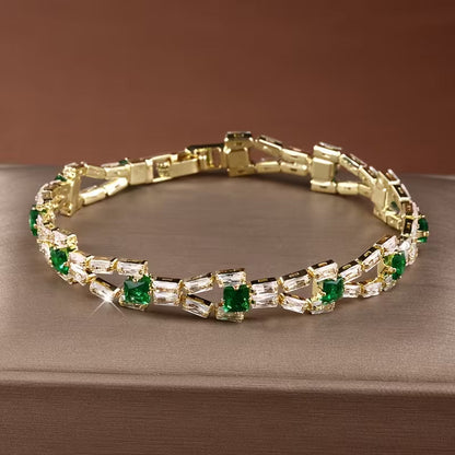 Pulsera de Tenis Verde Link | Oro