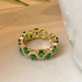 Anillo Abierto Esmeralda Brillante Calira | Oro