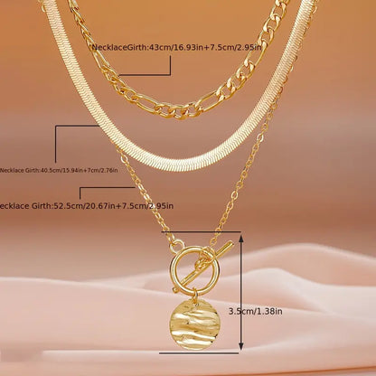 Collar Moneda Texturizada por Capas Savira | Oro
