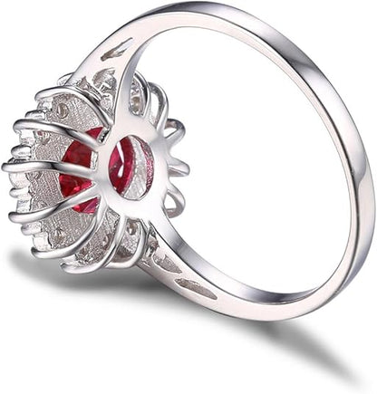 Anillo Halo Rubí Clásico | Oro Blanco