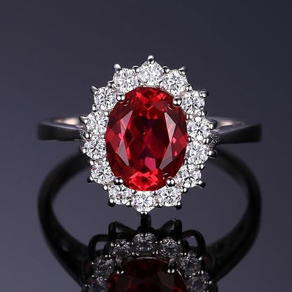 Anillo Halo Rubí Clásico | Oro Blanco