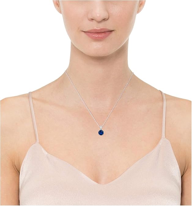 Collar Zafiro Corte Redondo | Oro Blanco