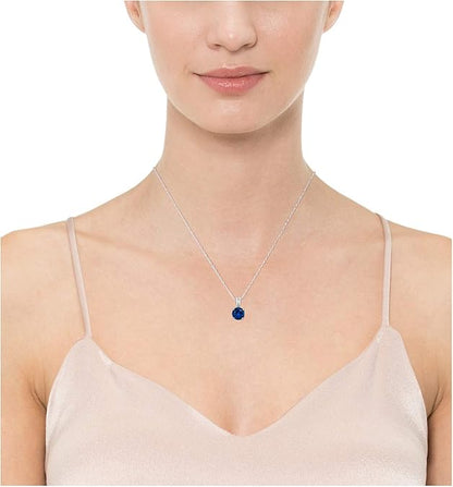 Collar Zafiro Corte Redondo | Oro Blanco