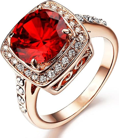 Anillo Statement Halo Rubí | Oro Rosa