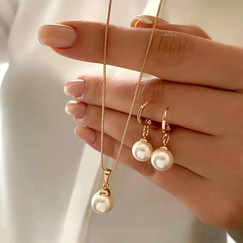 Set de Joyas de Perlas Golden Grace | Oro