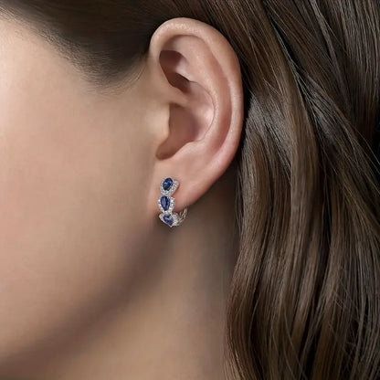 Pendientes Crest Zafiro Real | Oro Blanco