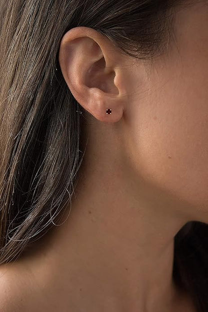 Pendientes Studs Redondos de Rubí | Oro