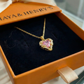 Collar Corazón Rosa Abrazo Ángel | Oro