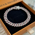 Pulsera Cubana Arctic Blush | Oro Blanco