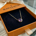 Amethyst Bezel Pendant Necklace | Rose Gold
