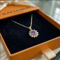 Amethyst Sunflower Necklace | Gold