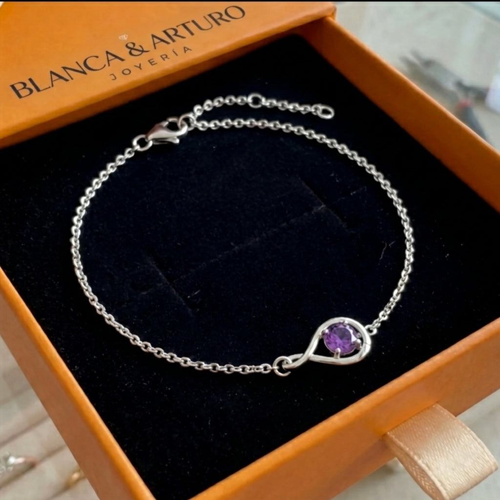 Amethyst Infinity Bracelet | White Gold