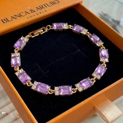 Valleria Amethyst Charm Bracelet | Gold