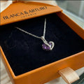 Amethyst Two Heart Necklace | White Gold