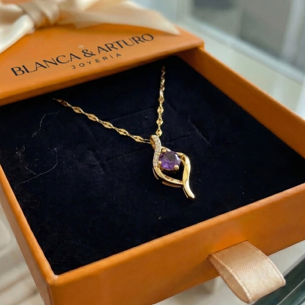 Vespera Amethyst Swirl Necklace | Gold