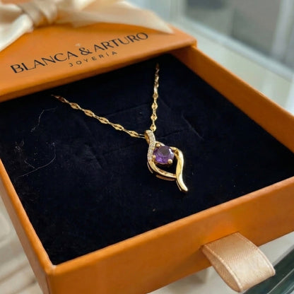 Vespera Amethyst Swirl Necklace | Gold