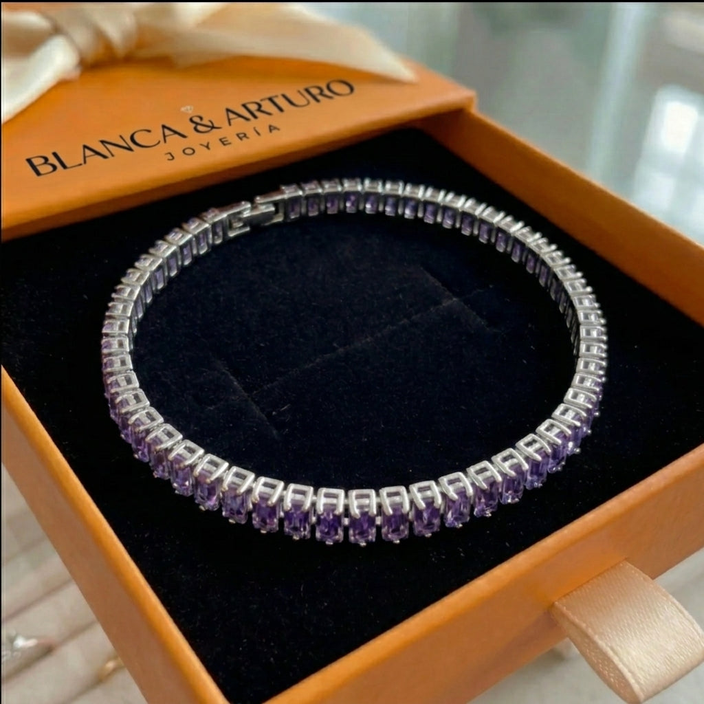 Amethyst Vertéa Tennis Bracelet | White Gold