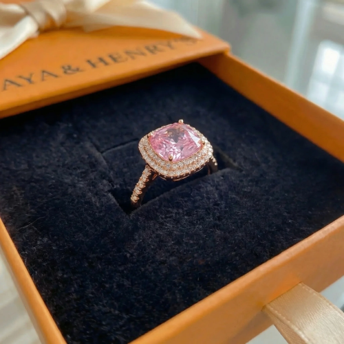 Anillo Cojín Zafiro Rosa | Oro Rosa