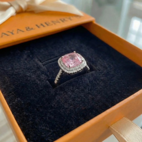 Anillo Cojín Zafiro Rosa | Oro Blanco
