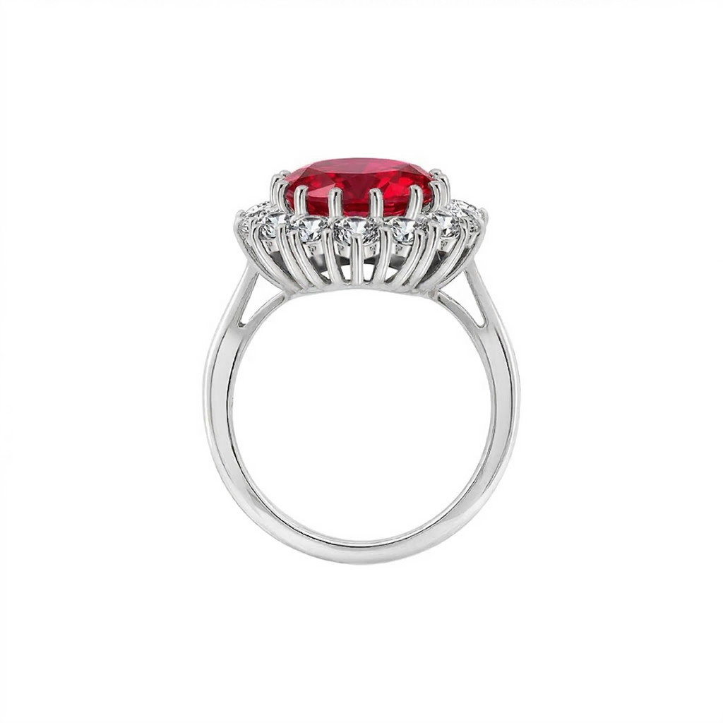 Anillo Corona Escarlata Rubí | Oro Blanco