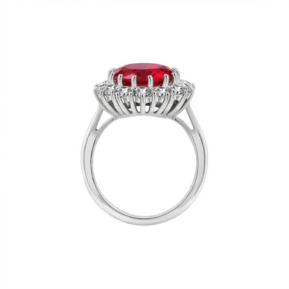 Anillo Corona Escarlata Rubí | Oro Blanco