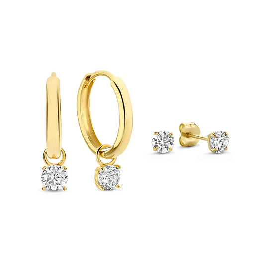 Set de Pendientes de Piedra Larmes de Lune | Oro