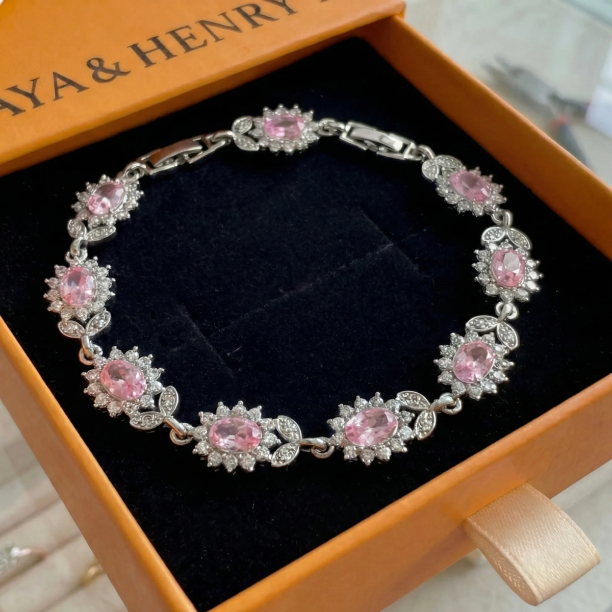 Pulsera Iridessa Pinkthorn | Oro Blanco