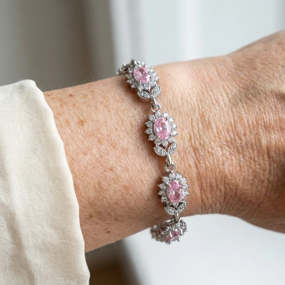 Pulsera Iridessa Pinkthorn | Oro Blanco