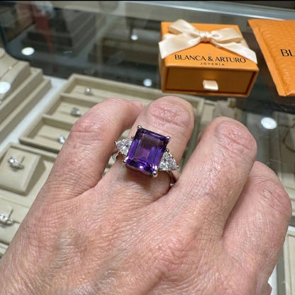 Trinity Amethyst Ring | White Gold