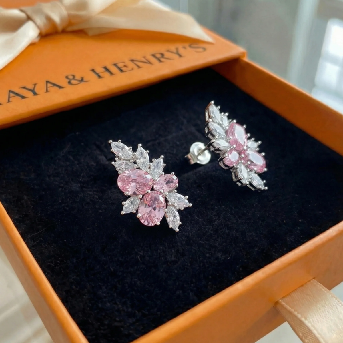Pendientes Lyra Blushbloom | Oro Blanco