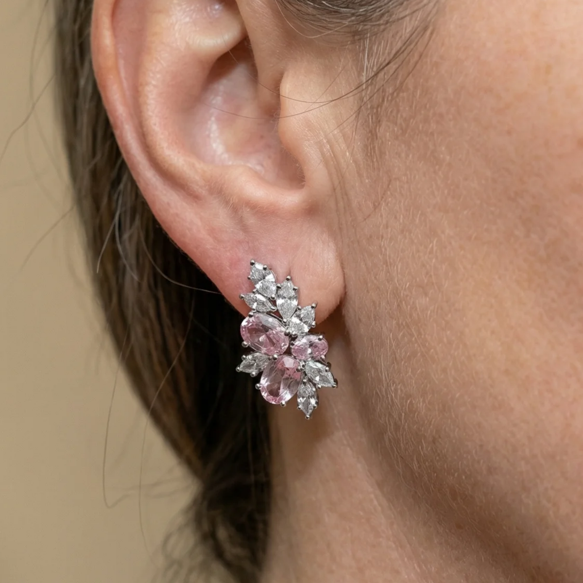 Pendientes Lyra Blushbloom | Oro Blanco
