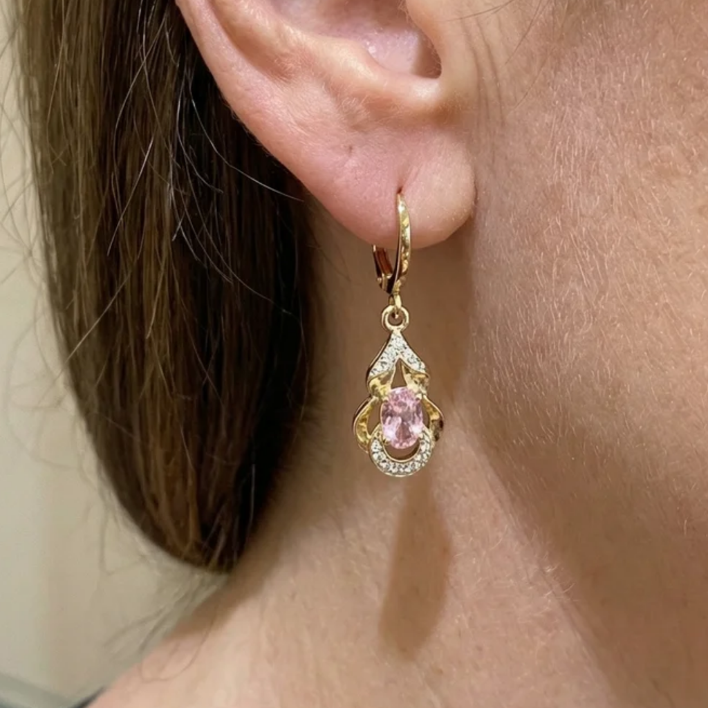 Pendientes Lágrima Moonlit Blush | Oro Rosa