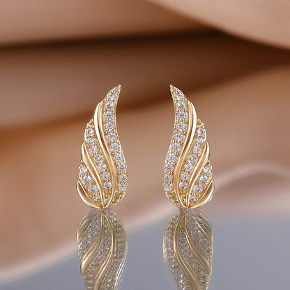 Pendientes Hoja Moderna Pavé | Oro