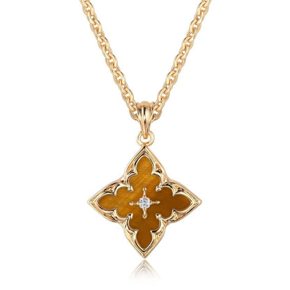 Collar Colgante Trébol Blanco | Oro