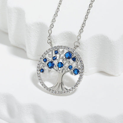 Collar Árbol de la Vida Zafiro | Oro Blanco