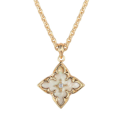 Collar Colgante Trébol Marrón | Oro