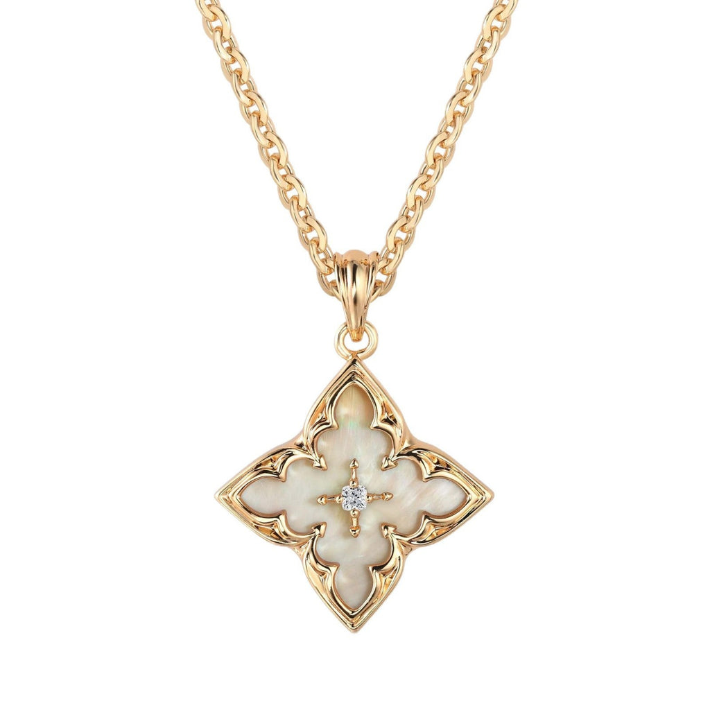 Collar Colgante Trébol Blanco | Oro