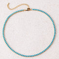 Collar Tenis Redondo Turquesa | Oro
