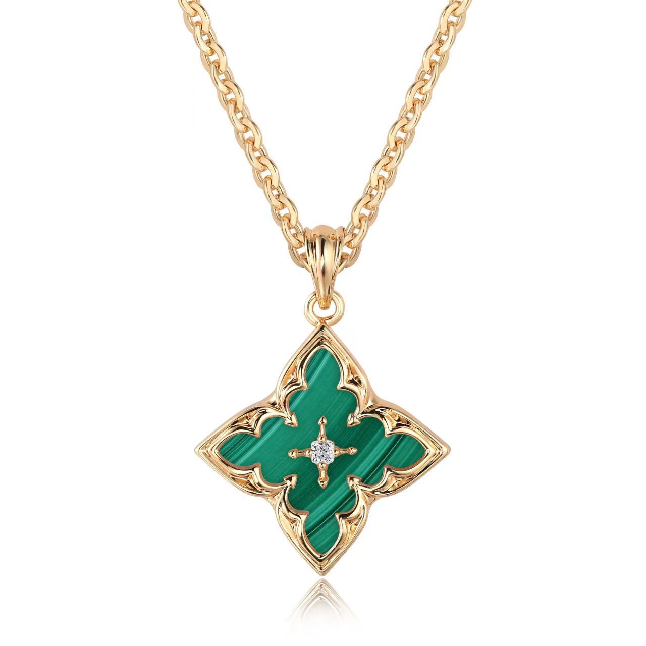 Collar Colgante Trébol Blanco | Oro