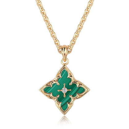 Collar Colgante Trébol Blanco | Oro
