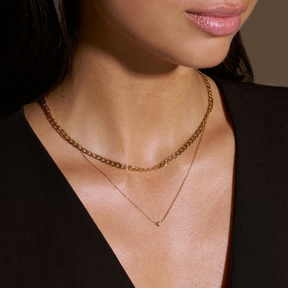 Collar Cadena Eslabón Plana | Oro