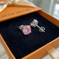 Pendientes Redondos Zafiro Rosa | Oro Blanco